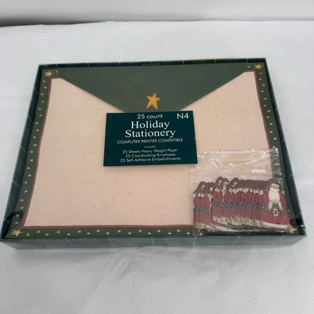 Holiday Stationery SET w/ Santa Embellishments & Envelopes Christmas Letter